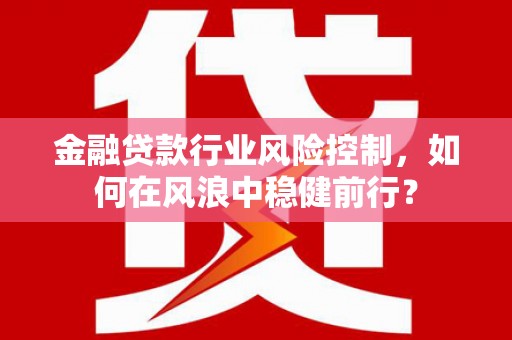 老城金融贷款行业风险控制，如何在风浪中稳健前行？