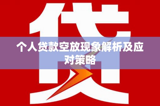 泾县个人贷款空放现象解析及应对策略